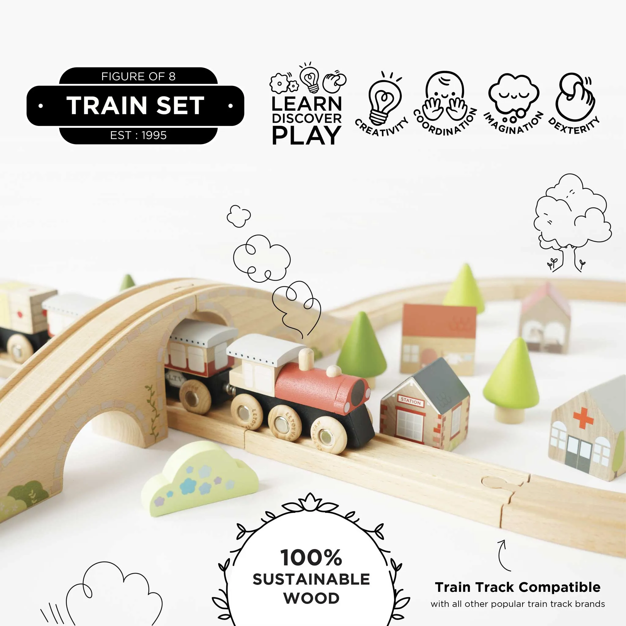 Figure 8 Train Track Wooden Toy