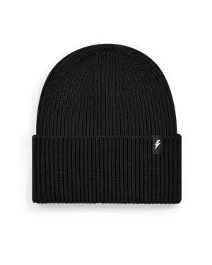 Flash Oversized Cuffed Beanie - Black