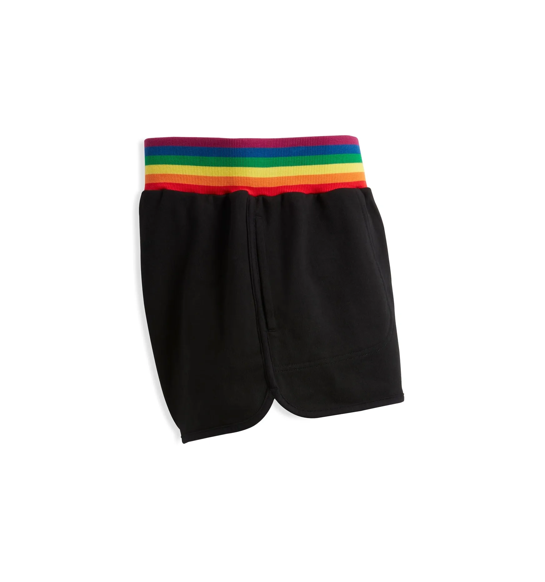 French Terry Track Shorts - Black with Rainbow Rib