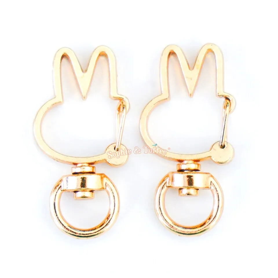 Gold Bunny Snap Clasp Swivel Ring (5 pieces)