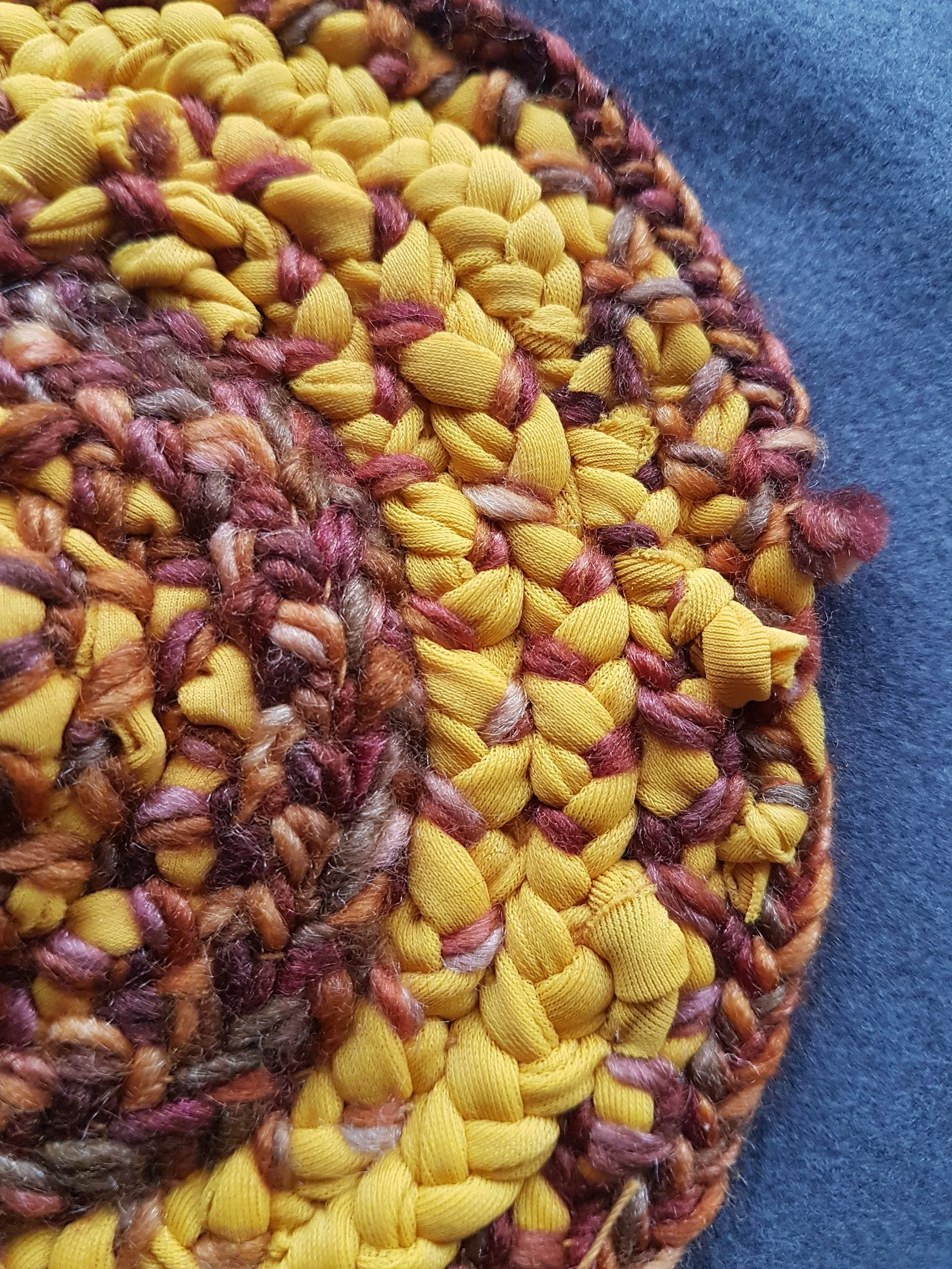 Handmade Round Coaster Yellow Brown