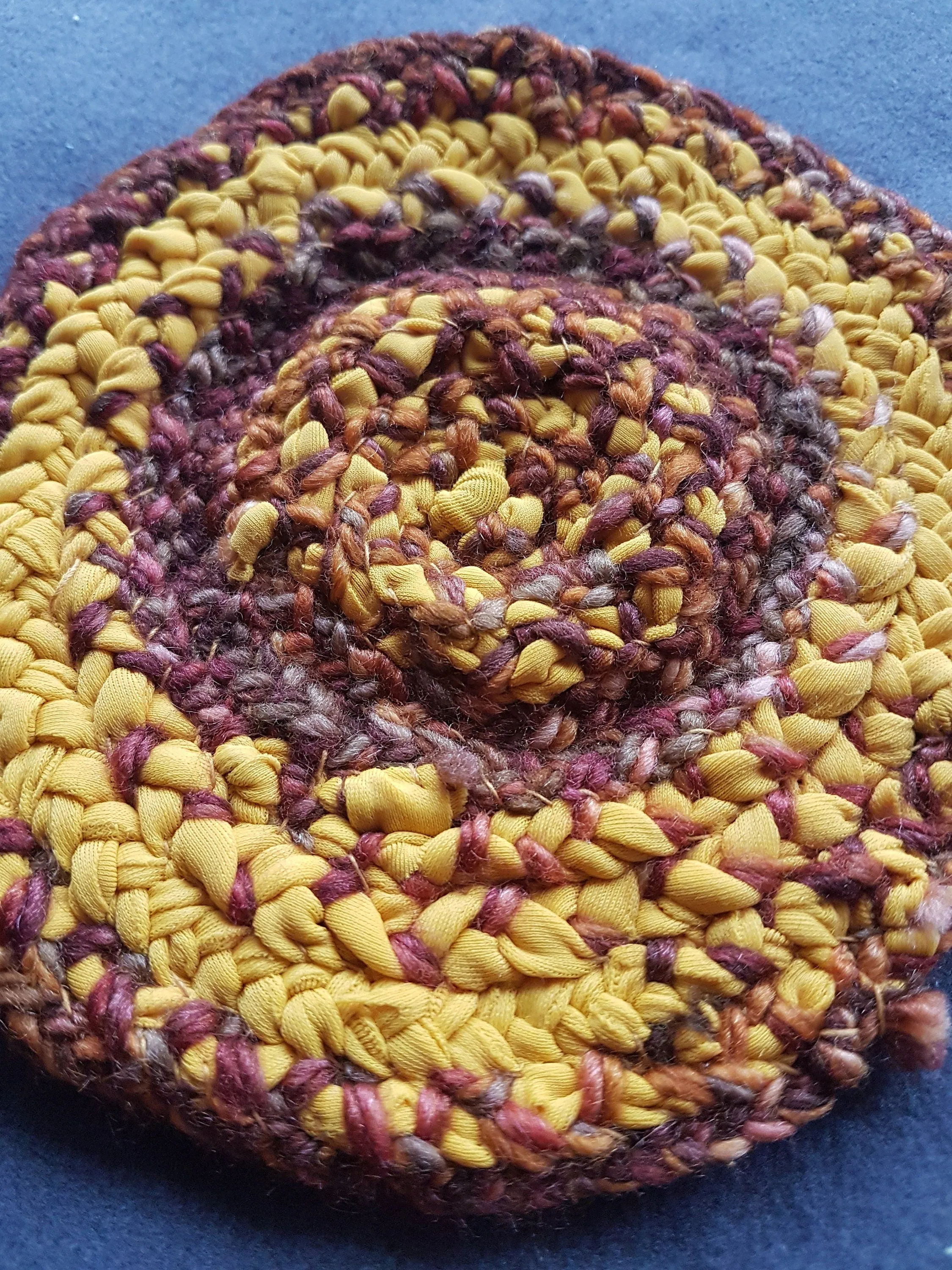 Handmade Round Coaster Yellow Brown