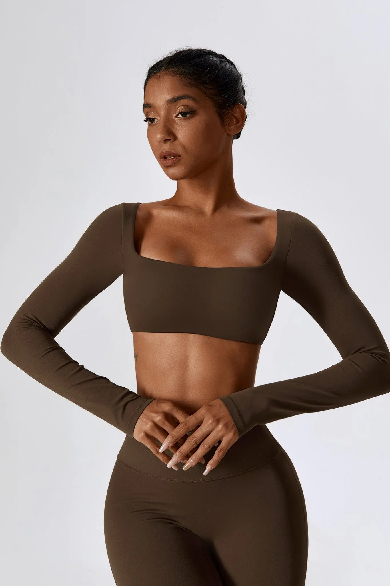 Haven Crop Top Set - Brown