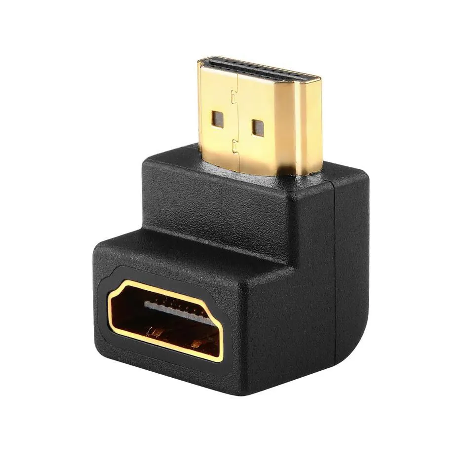 HDMI Male To Female 90 Degree Up Adapter - Black