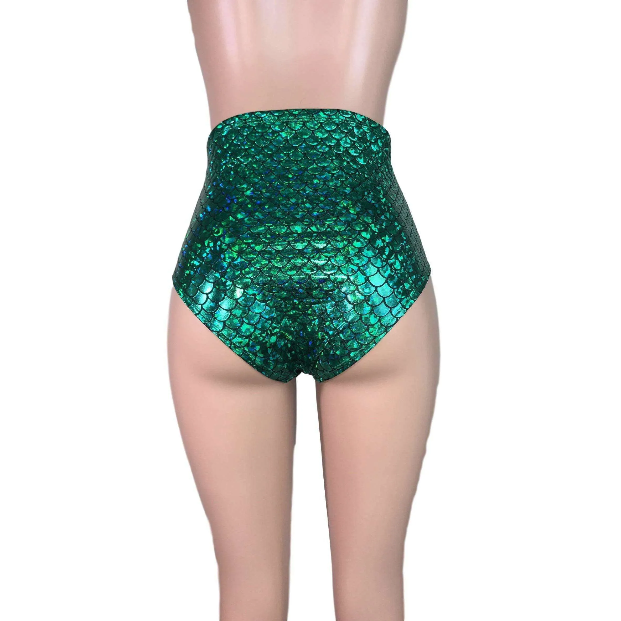 High Waist Hot Pants - Green Mermaid Scales