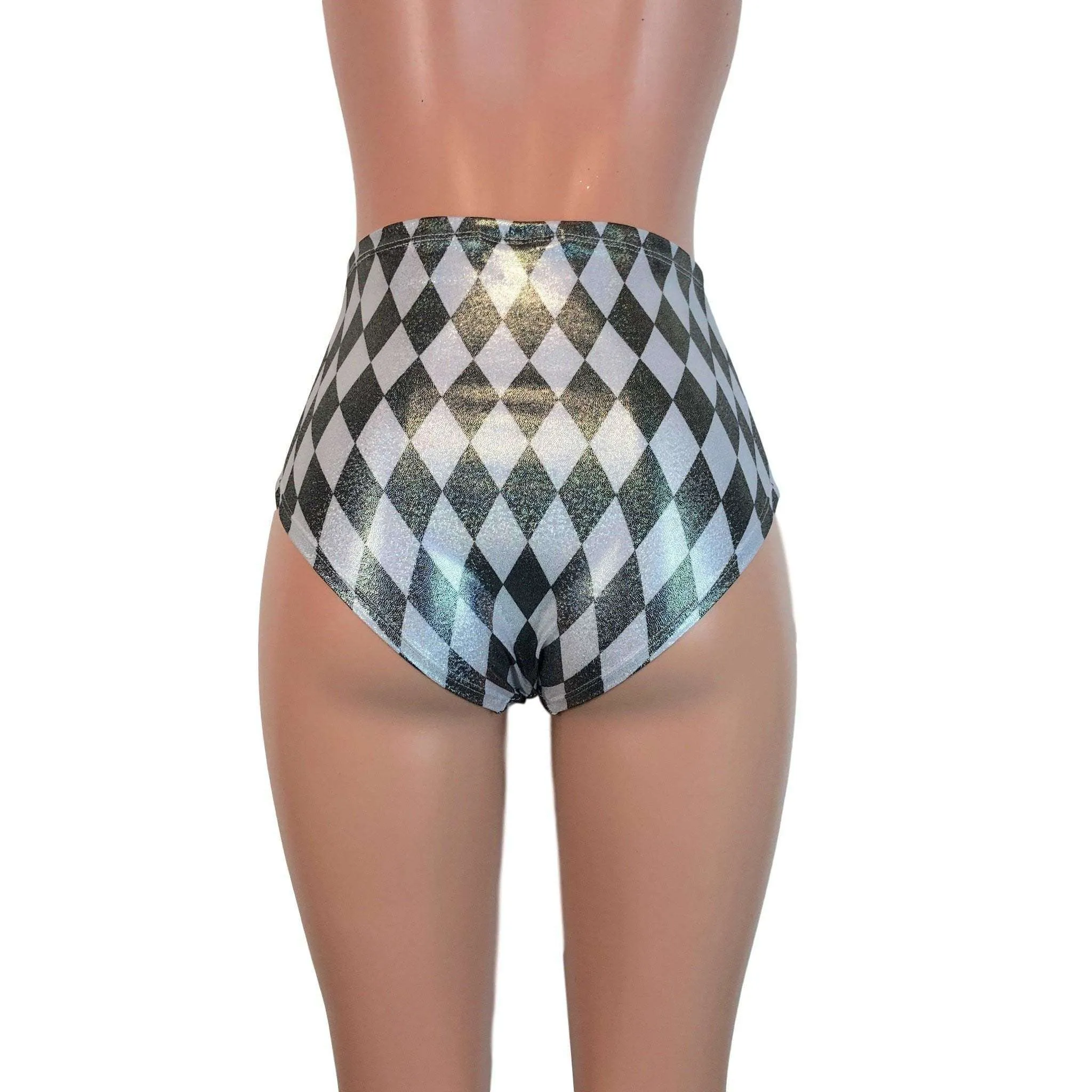 High Waist Hot Pants - Harlequin Holographic Diamond