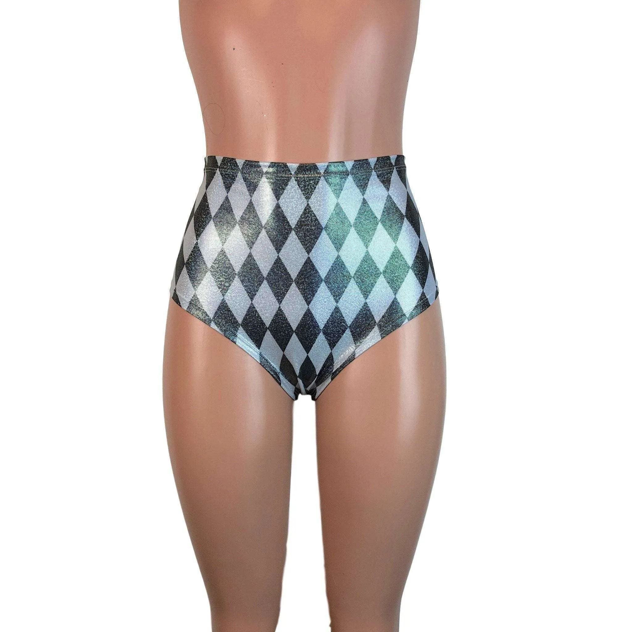 High Waist Hot Pants - Harlequin Holographic Diamond