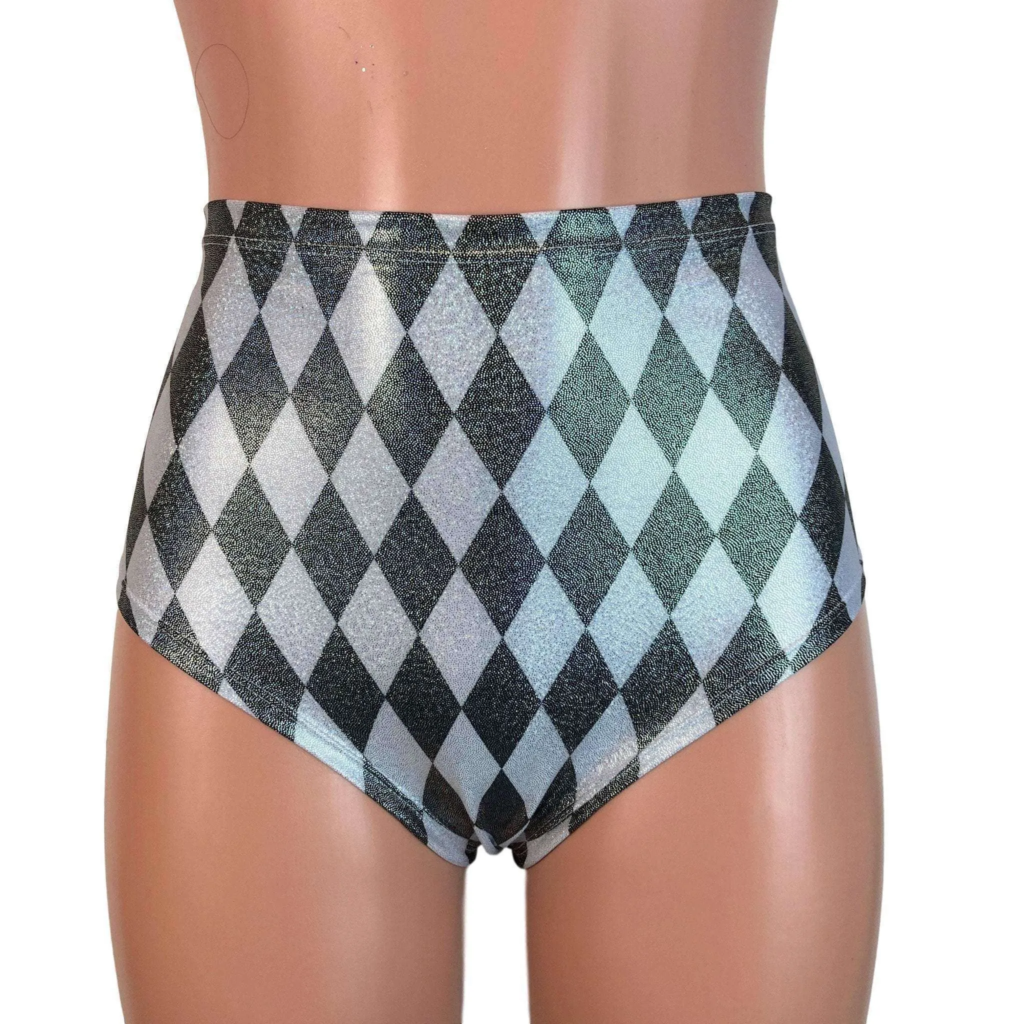 High Waist Hot Pants - Harlequin Holographic Diamond