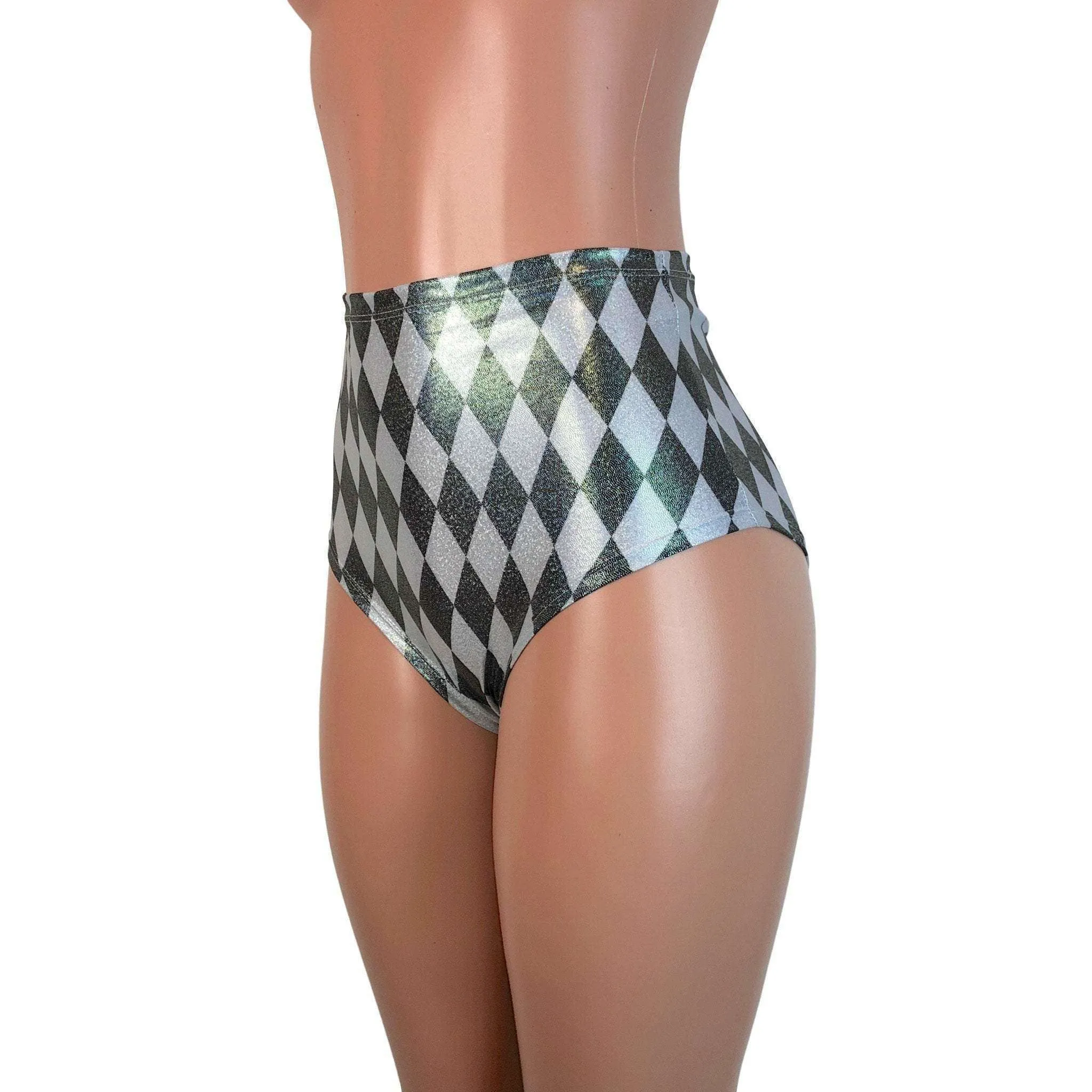 High Waist Hot Pants - Harlequin Holographic Diamond