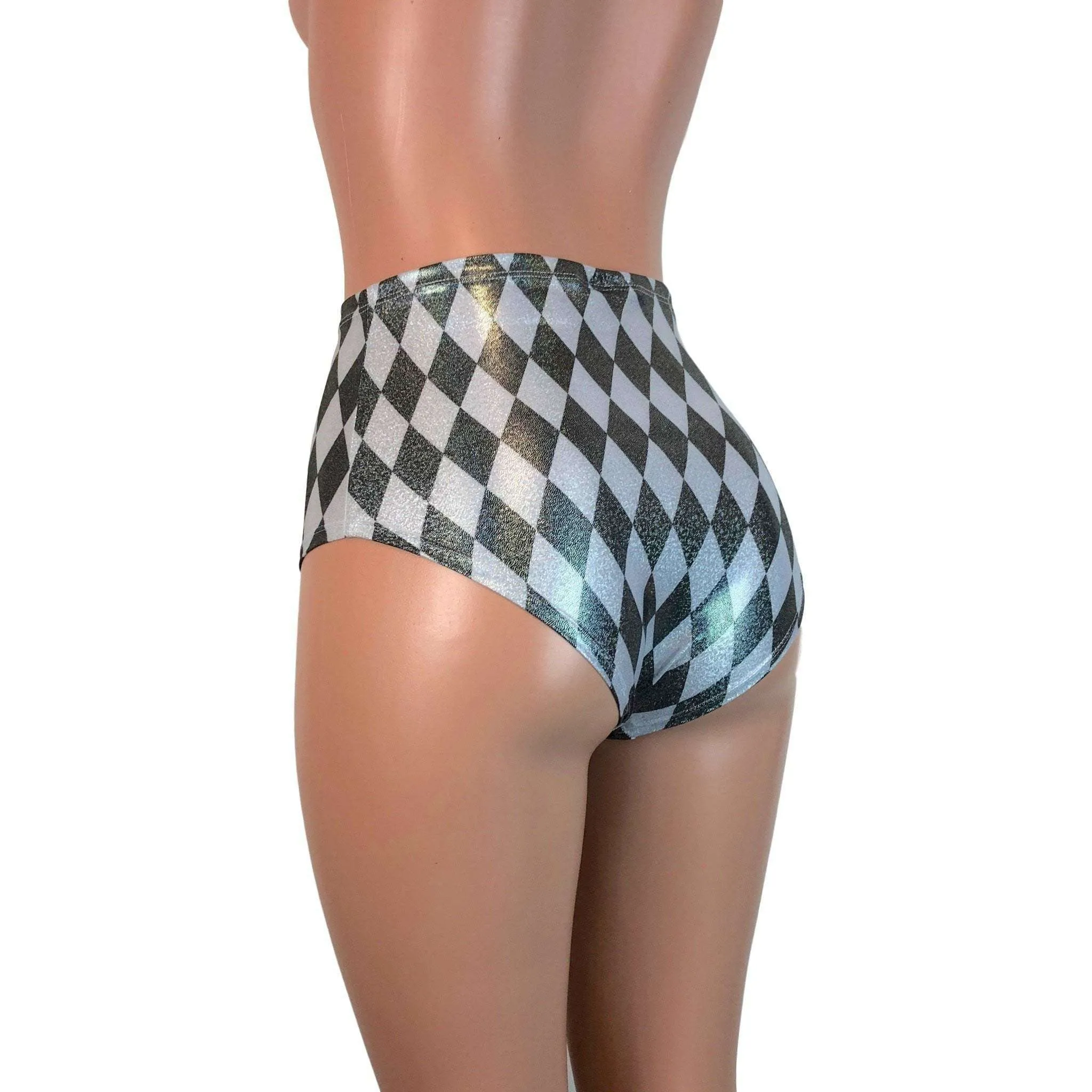 High Waist Hot Pants - Harlequin Holographic Diamond