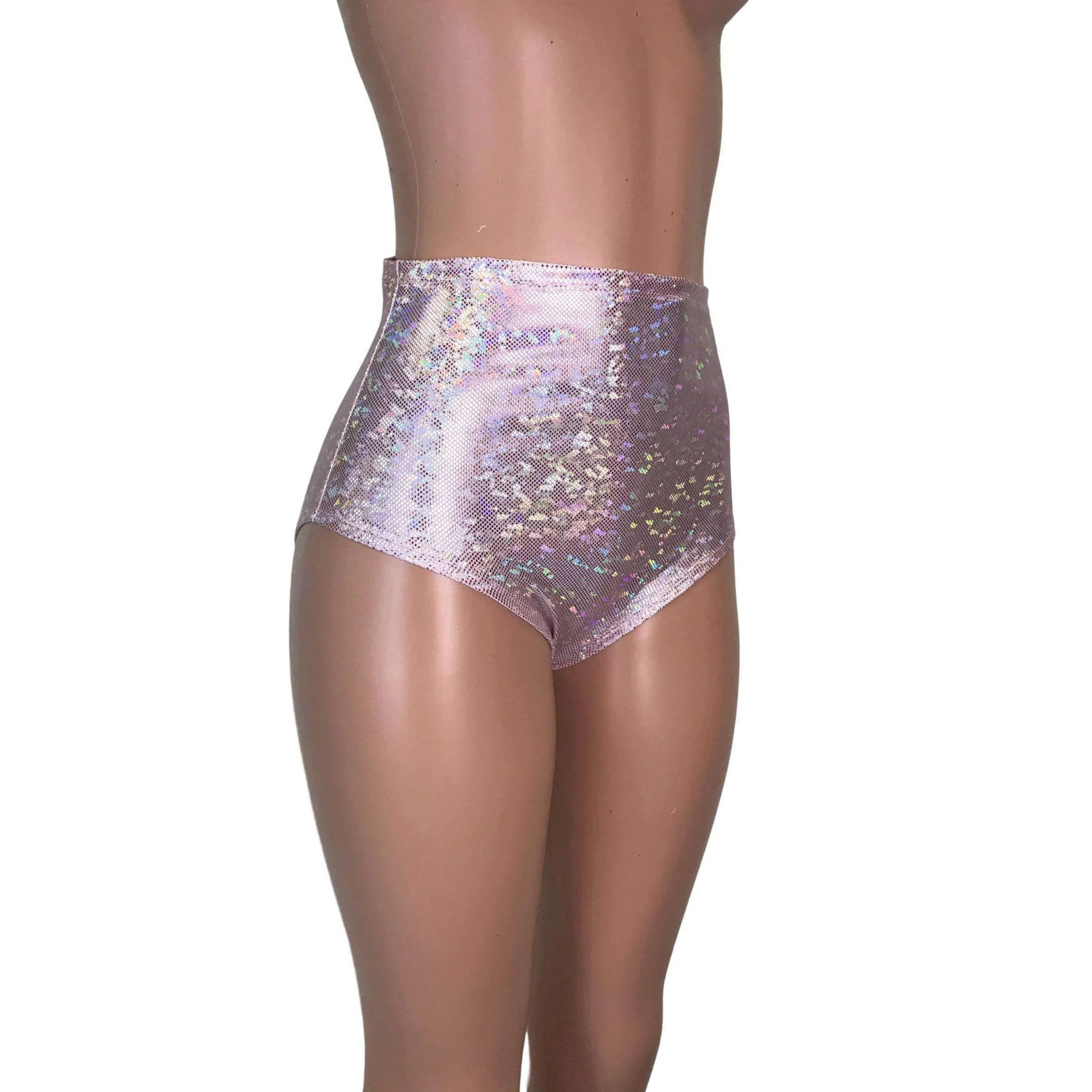 High Waist Hot Pants - Light Pink Shattered Glass