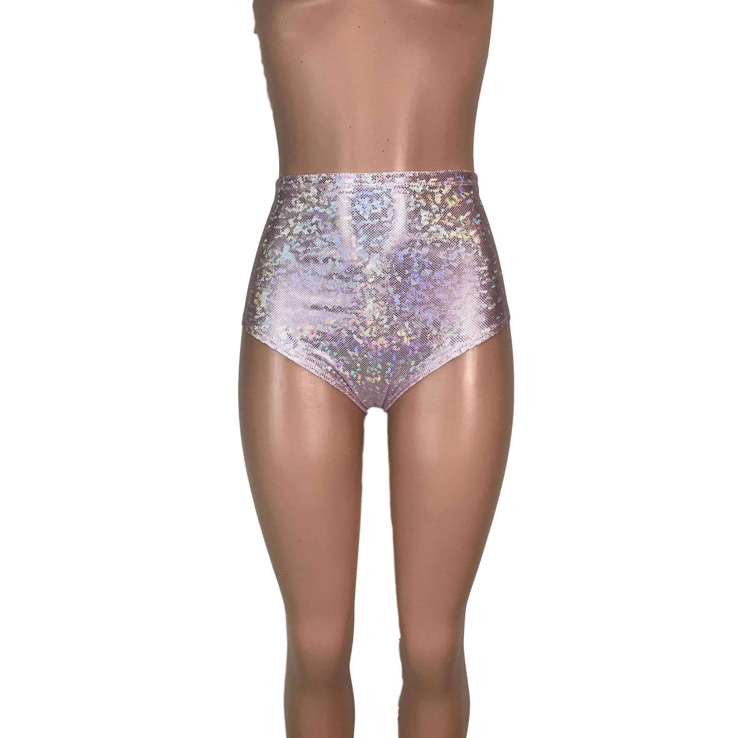 High Waist Hot Pants - Light Pink Shattered Glass