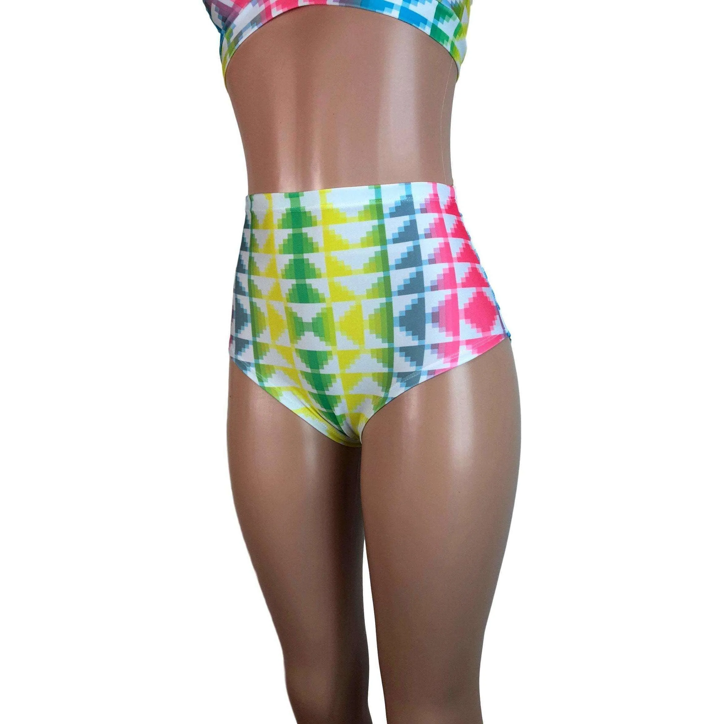 High Waist Hot Pants - Neon Tetris