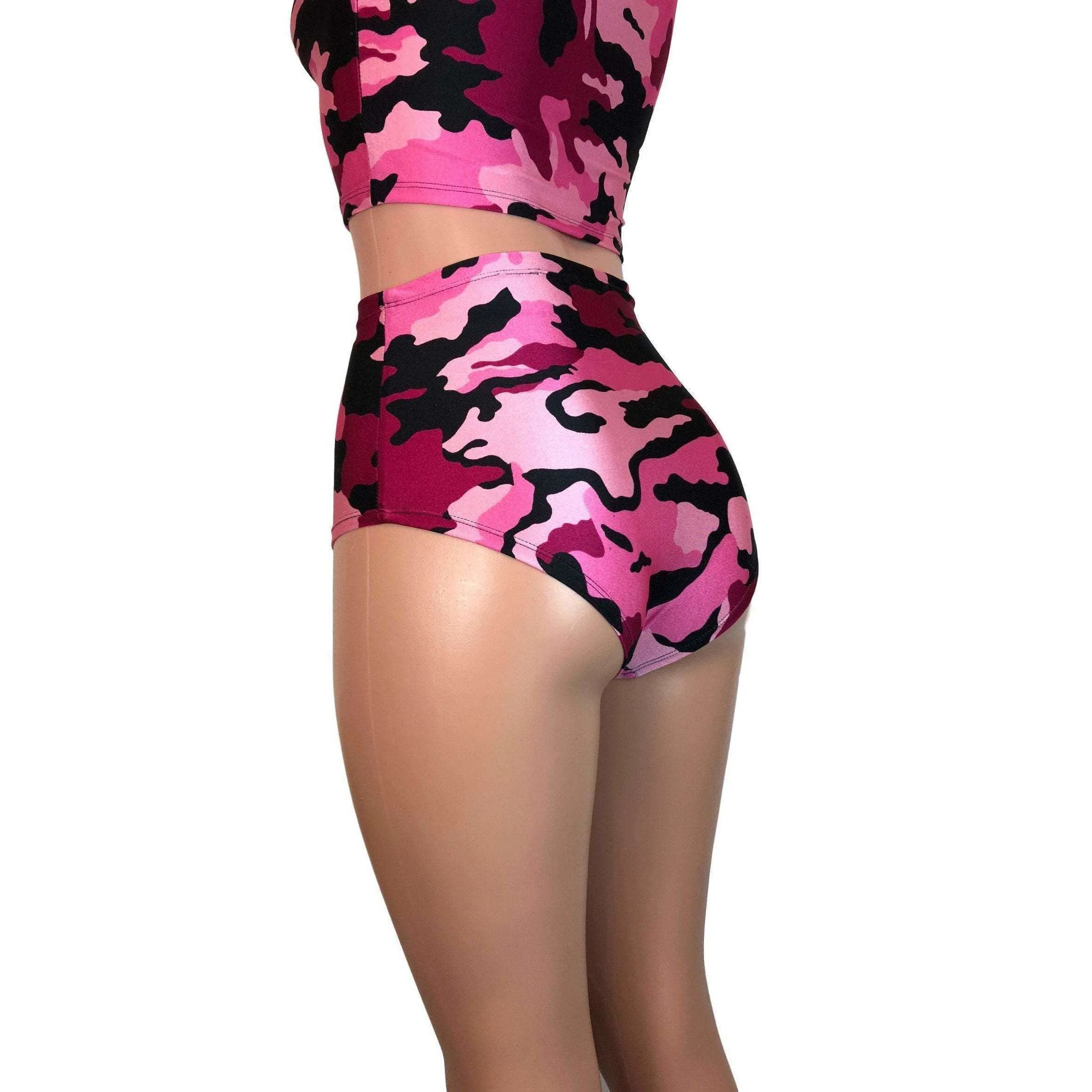 High Waist Hot Pants - Pink Camo