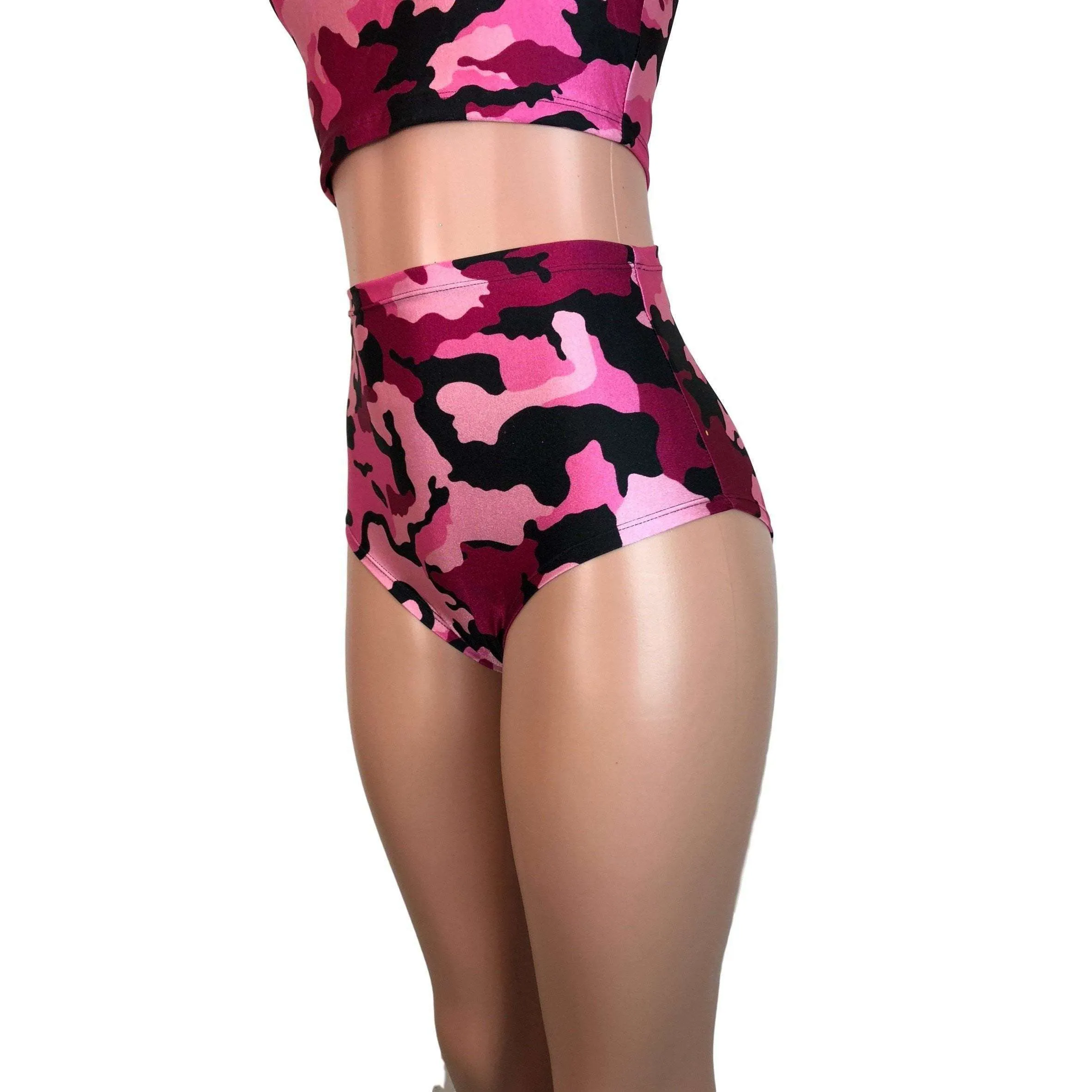 High Waist Hot Pants - Pink Camo