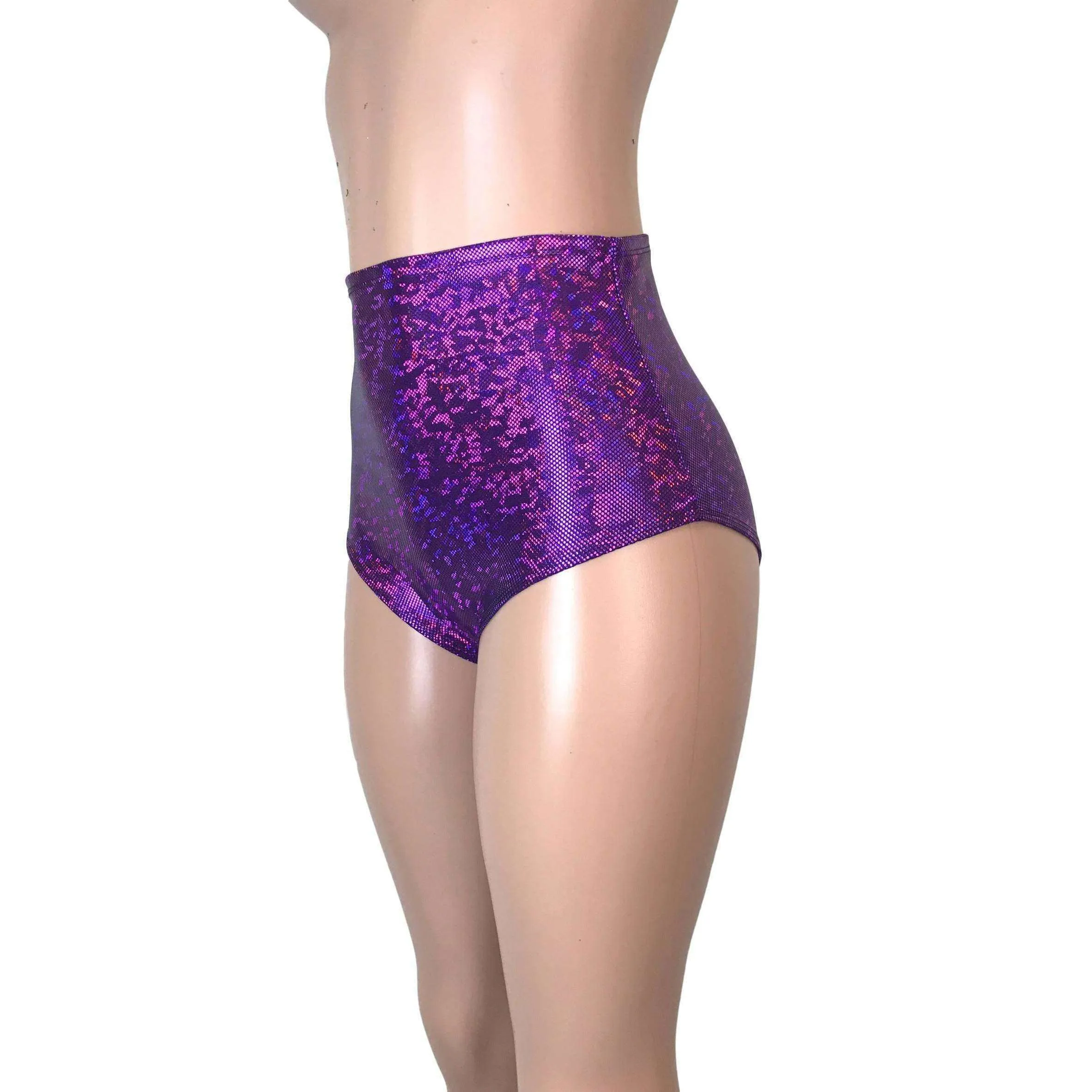 High Waist Hot Pants - Purple Shattered Glass