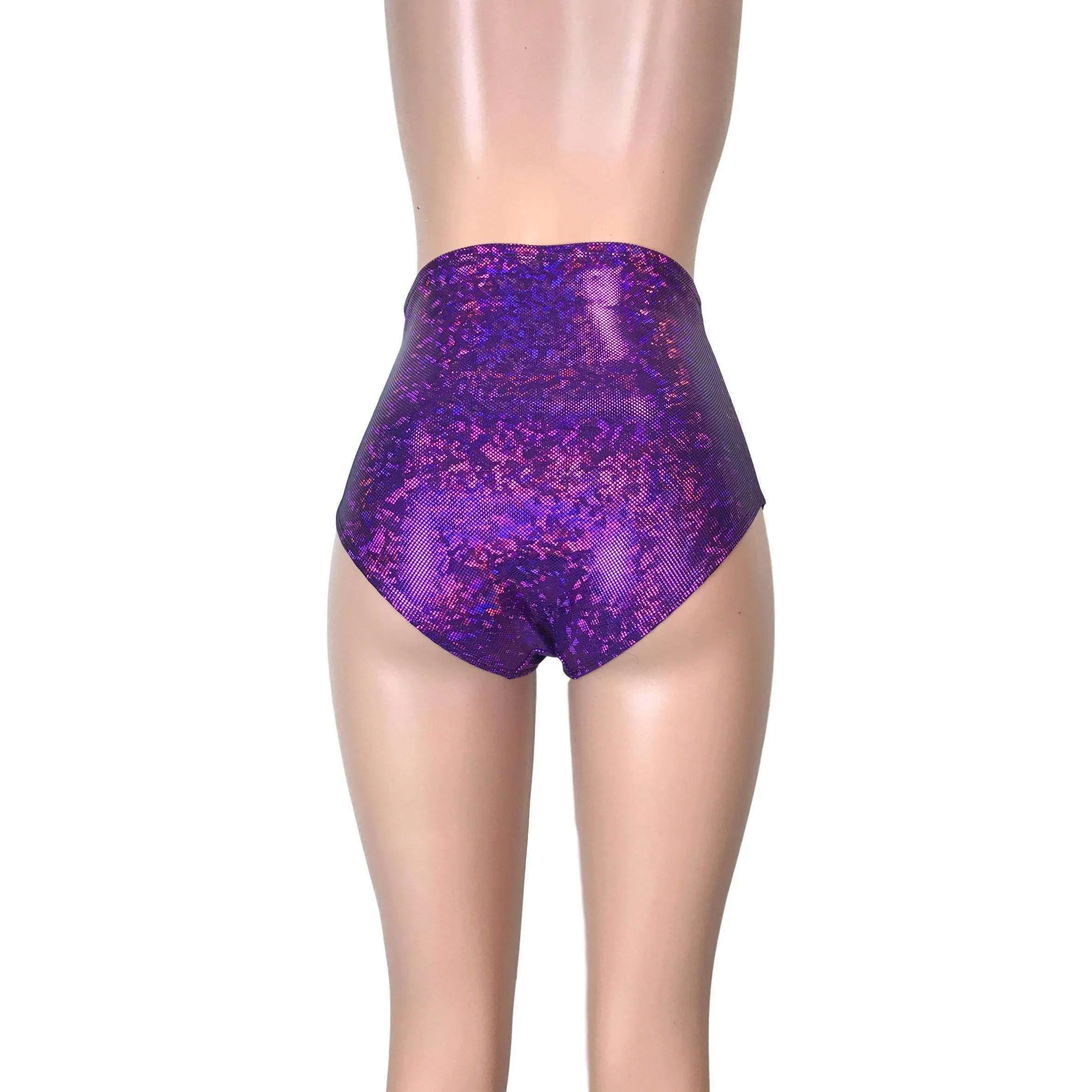 High Waist Hot Pants - Purple Shattered Glass