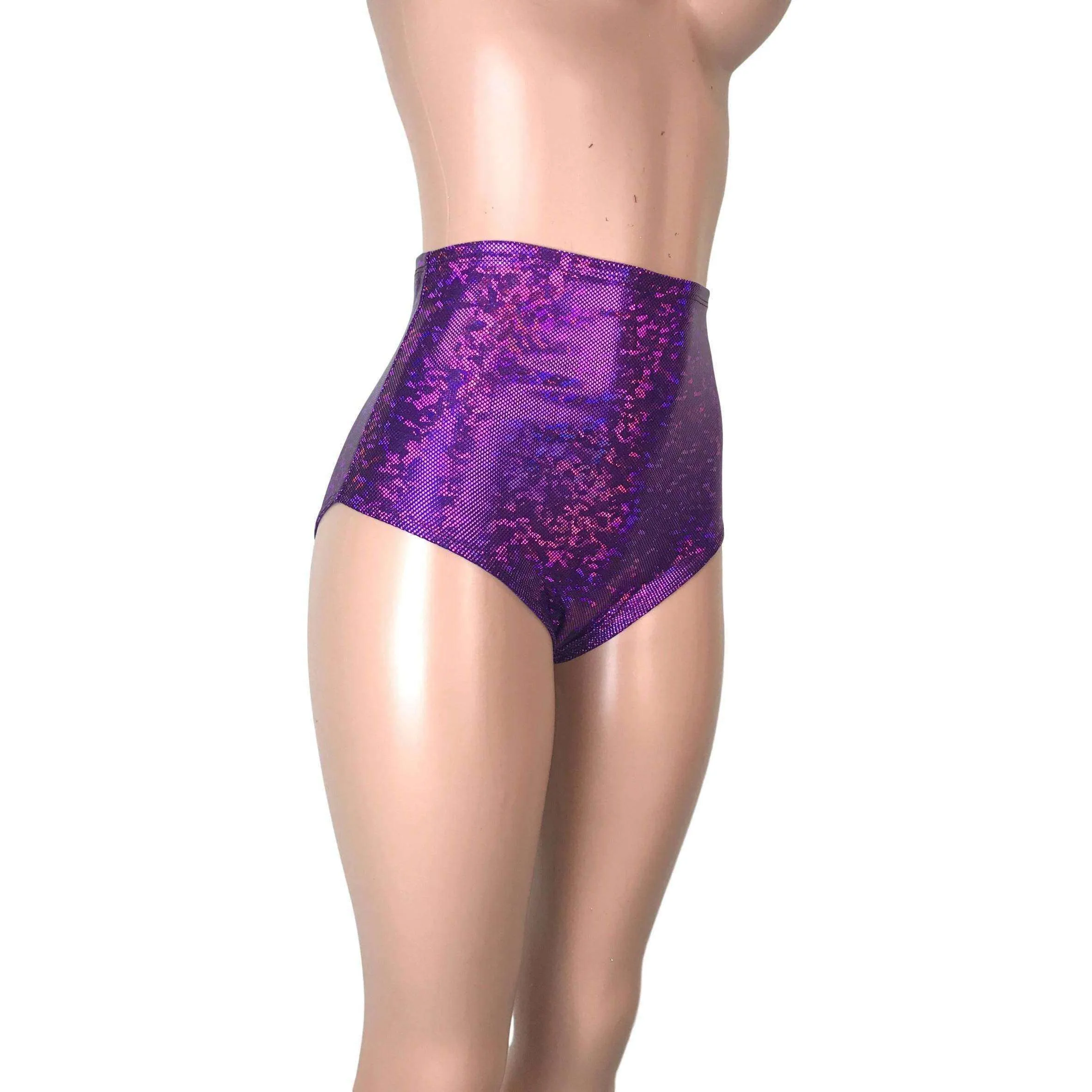 High Waist Hot Pants - Purple Shattered Glass