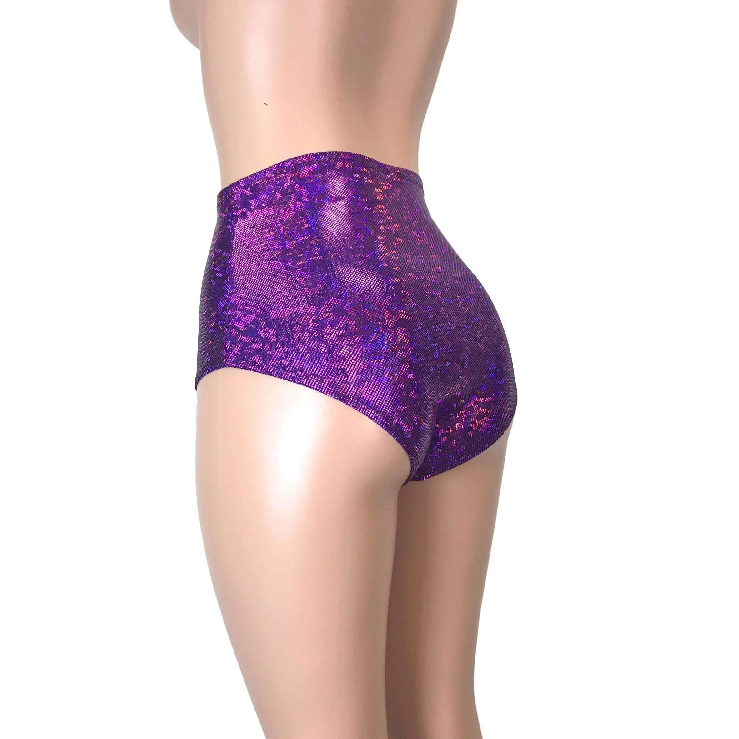 High Waist Hot Pants - Purple Shattered Glass