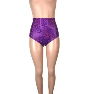 High Waist Hot Pants - Purple Shattered Glass