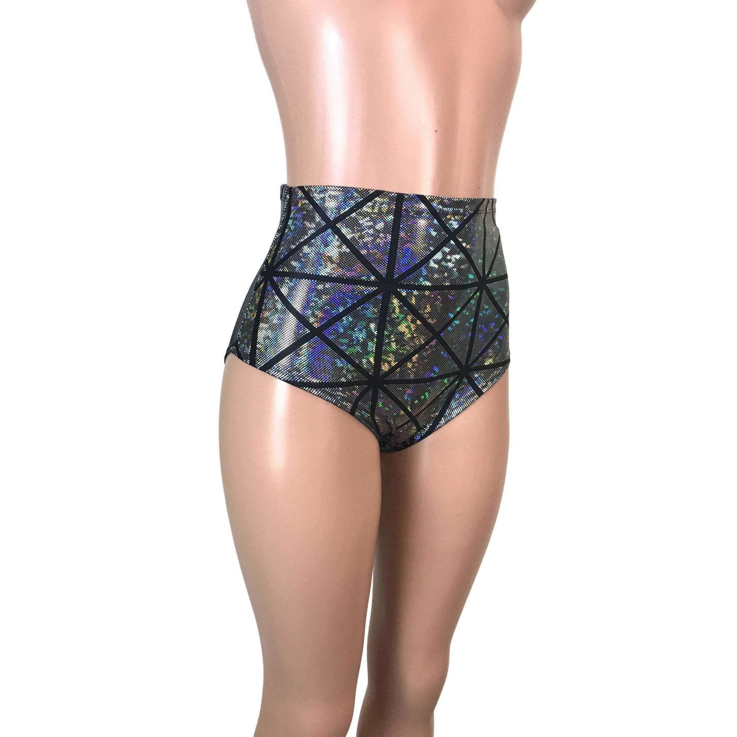 High Waist Hot Pants - Silver Glass Pane