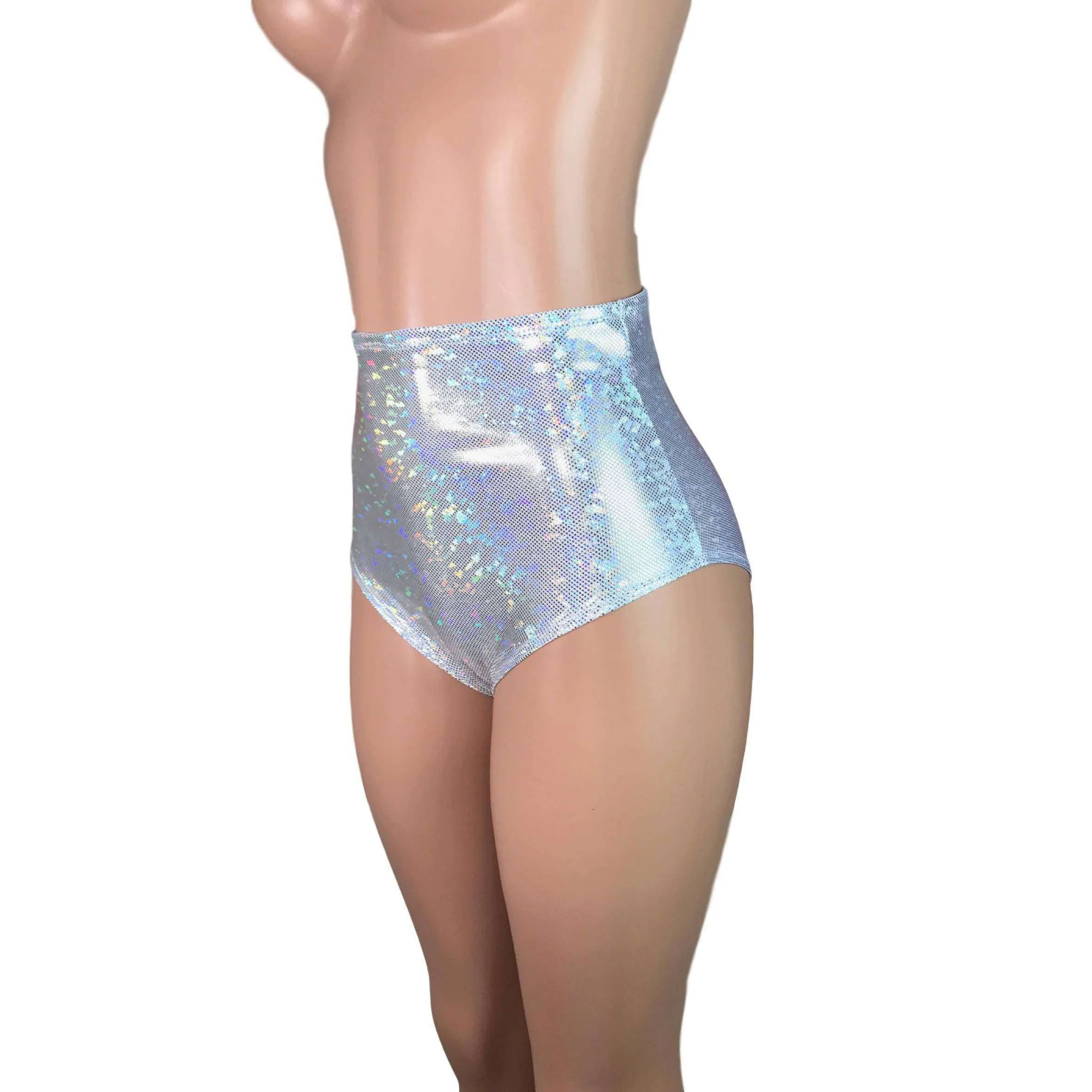 High Waist Hot Pants - Silver Shattered Glass