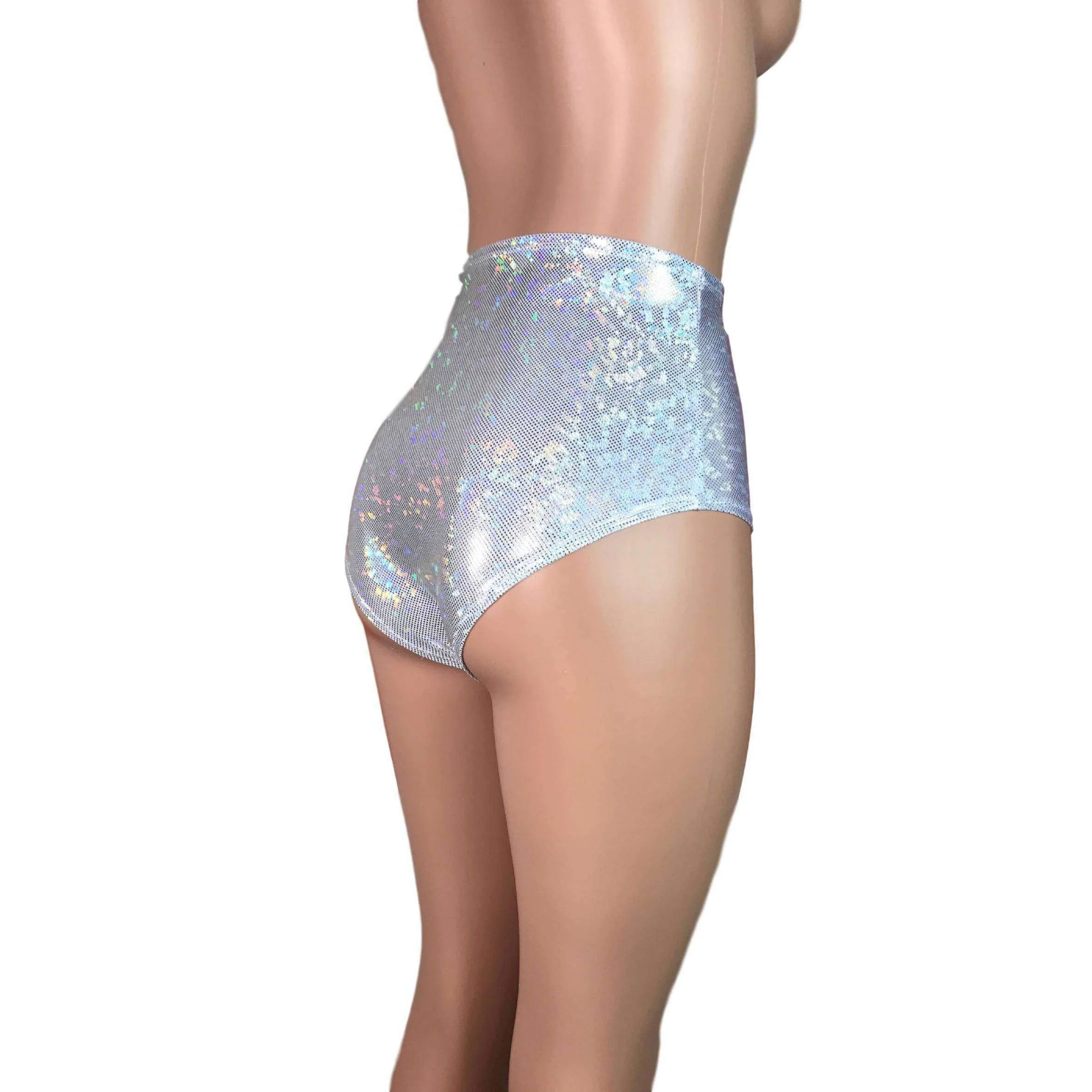 High Waist Hot Pants - Silver Shattered Glass