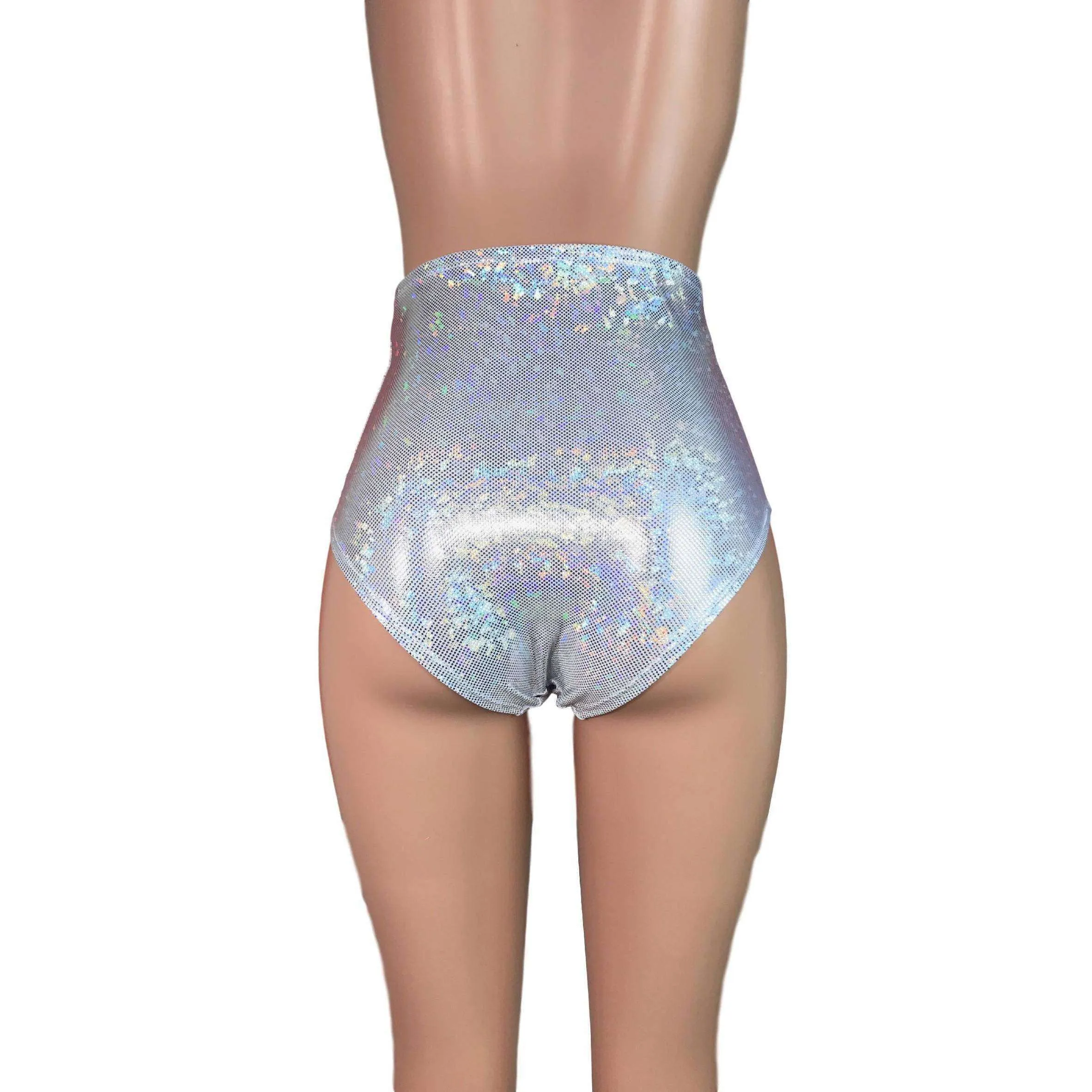 High Waist Hot Pants - Silver Shattered Glass