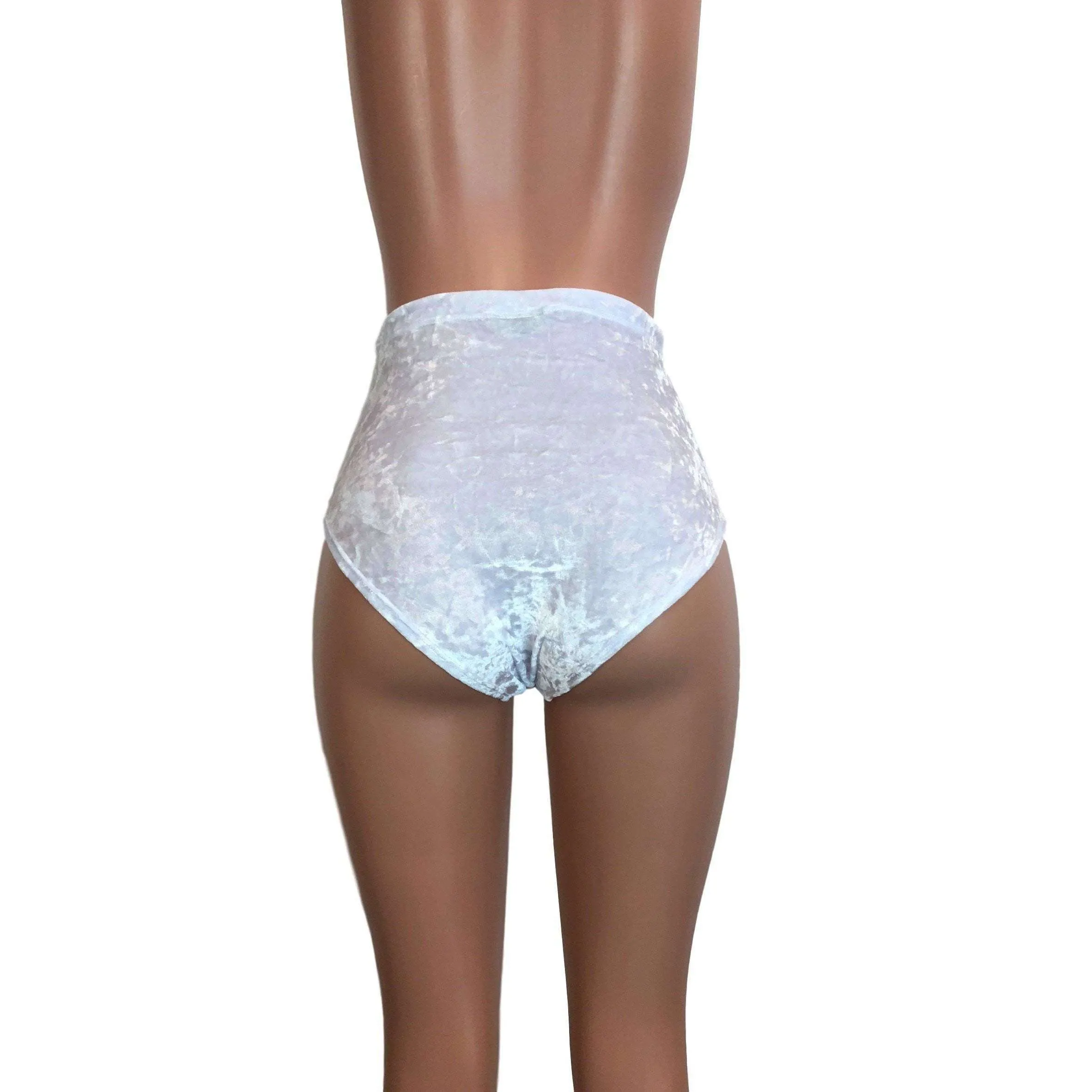 High Waist Hot Pants - White Crushed Velvet