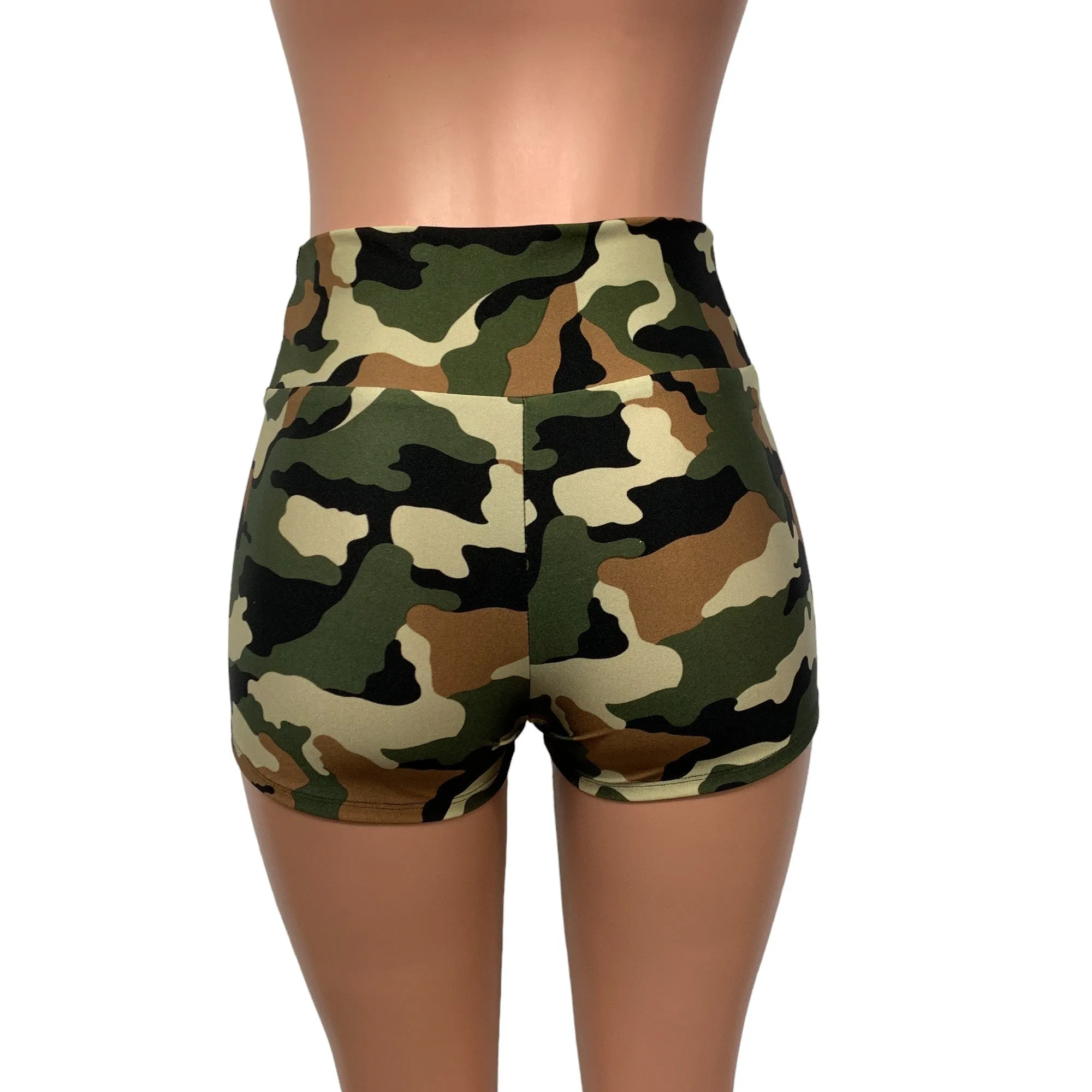 High Waisted Booty Shorts - Camo