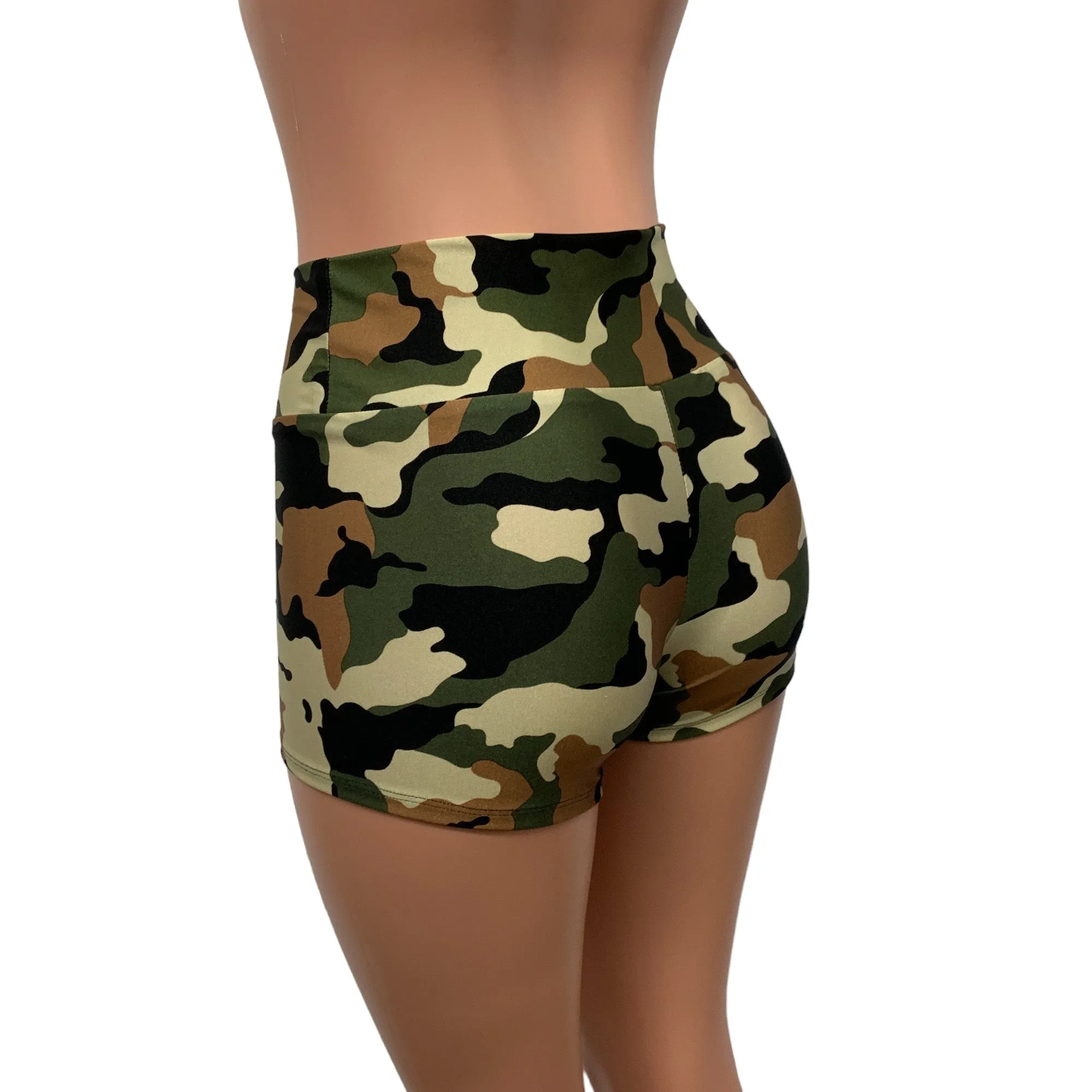 High Waisted Booty Shorts - Camo