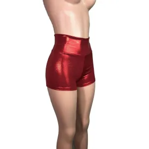 High Waisted Booty Shorts - Red Mystique