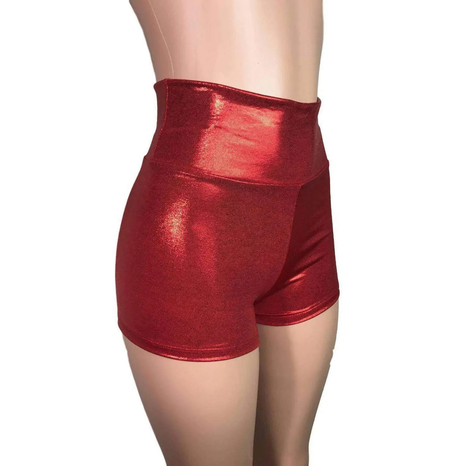 High Waisted Booty Shorts - Red Mystique