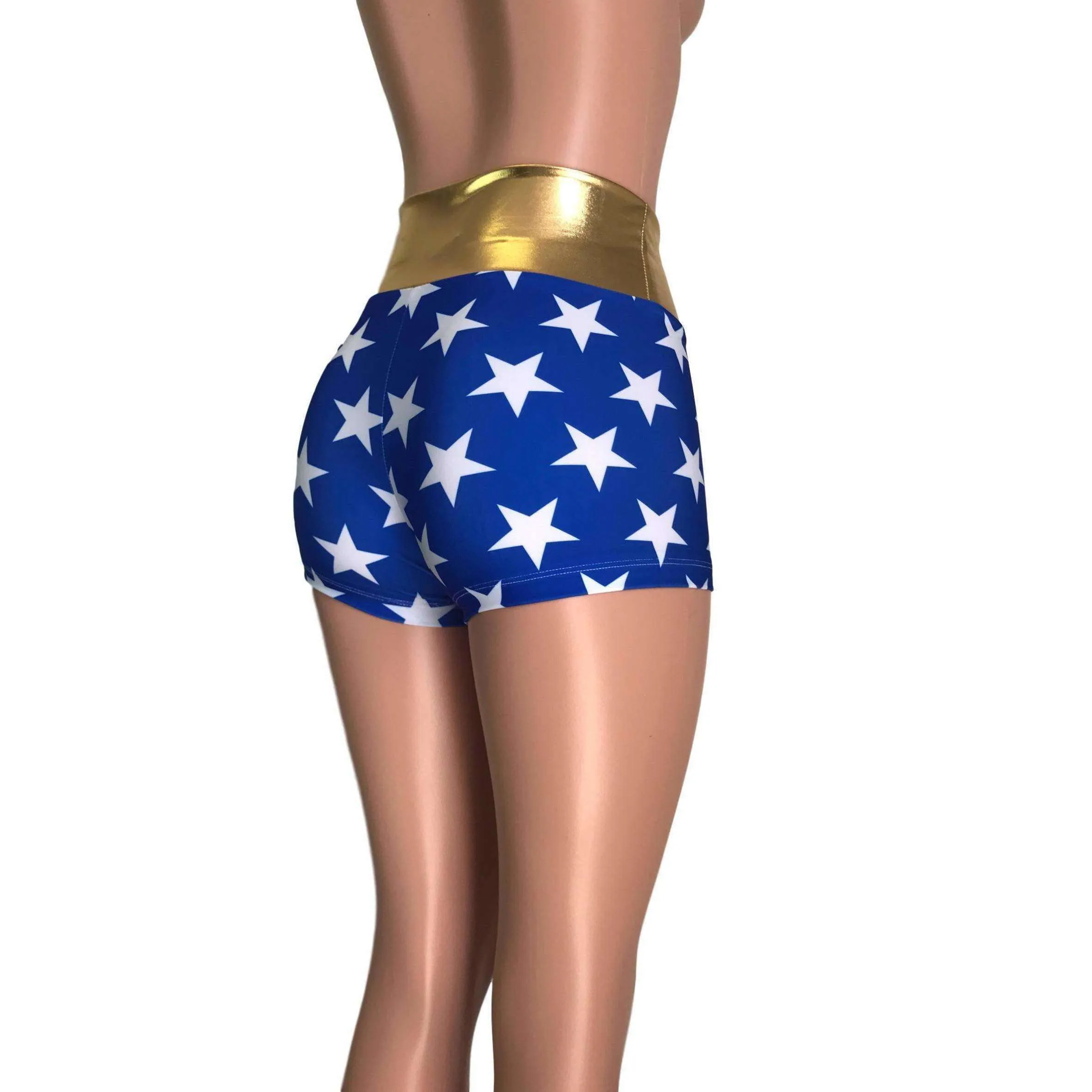 High Waisted Booty Shorts - Wonder Woman Inspired