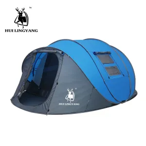 HUI LINGYANG Throw Pop Up Tent - Spacious 4-6 Person Outdoor Automatic Tent with Double Layers - Waterproof Camping and Hiking Shelter