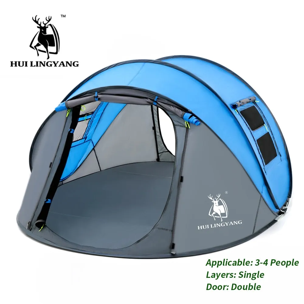 HUI LINGYANG Throw Pop Up Tent - Spacious 4-6 Person Outdoor Automatic Tent with Double Layers - Waterproof Camping and Hiking Shelter