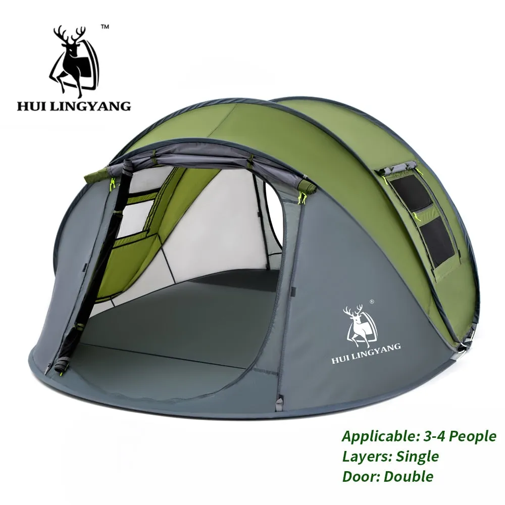 HUI LINGYANG Throw Pop Up Tent - Spacious 4-6 Person Outdoor Automatic Tent with Double Layers - Waterproof Camping and Hiking Shelter