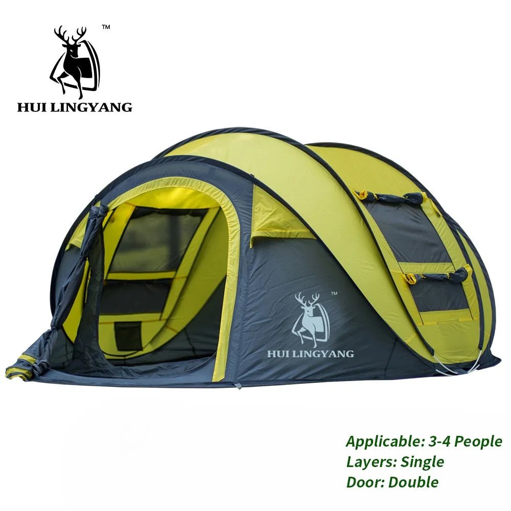 HUI LINGYANG Throw Pop Up Tent - Spacious 4-6 Person Outdoor Automatic Tent with Double Layers - Waterproof Camping and Hiking Shelter