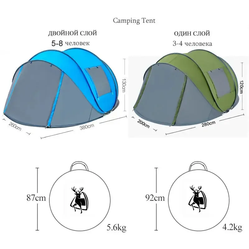 HUI LINGYANG Throw Tent - Outdoor Automatic Waterproof Camping Hiking Tent for Large Family, Pop Up Design