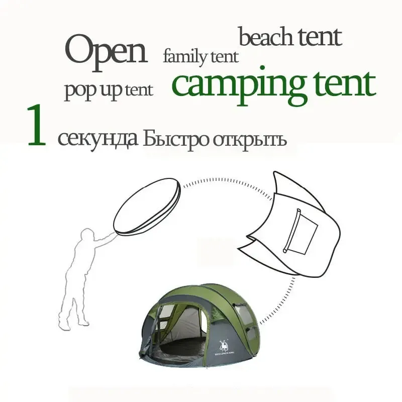 HUI LINGYANG Throw Tent - Outdoor Automatic Waterproof Camping Hiking Tent for Large Family, Pop Up Design