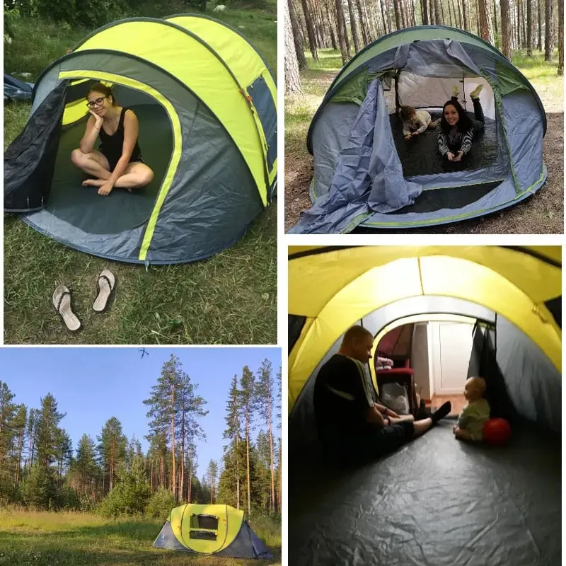 HUI LINGYANG Throw Tent - Outdoor Automatic Waterproof Camping Hiking Tent for Large Family, Pop Up Design