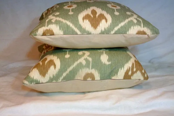 Ikat Pillow Covers, Magnolia Home Java fabric, Patio pillow covers