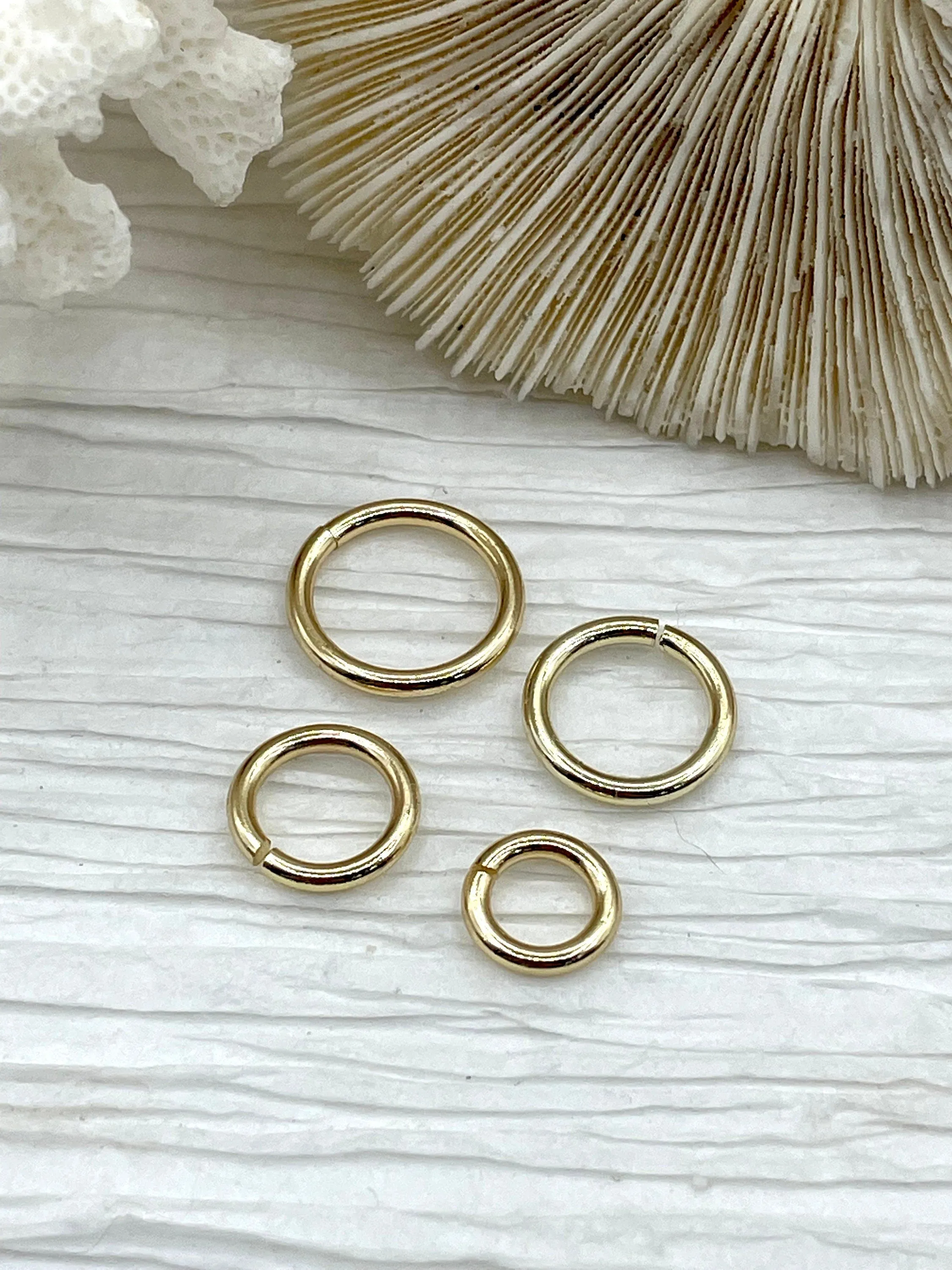 Jump Rings Gold Plated, 4mm, 6mm, 8mm, 10mm, or 12mm, PK of 10, Brass, Thick Gauge, OPEN Ring,Heavy 15 GA (1.8mm)Sturdy Jump Rings,Fast Ship