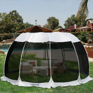 Leedor 15'x15' Gazebos for Patios Screen House Room 12-15 Person Canopy Mosquito Net Camping Tent Pop Up Sun Shade Shelter