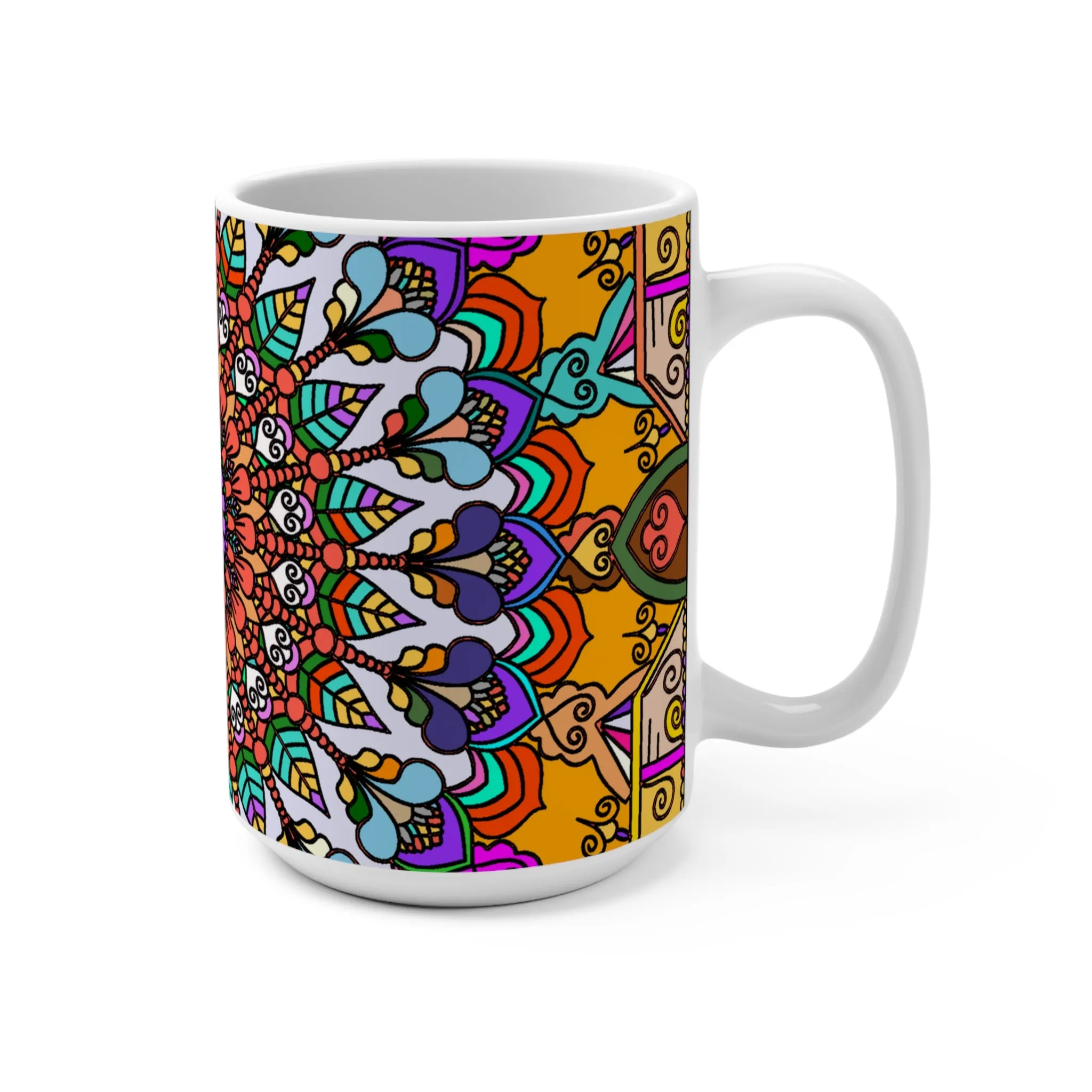 Mandala Art 15oz Ceramic Mug - Beautiful Mandala Artwork