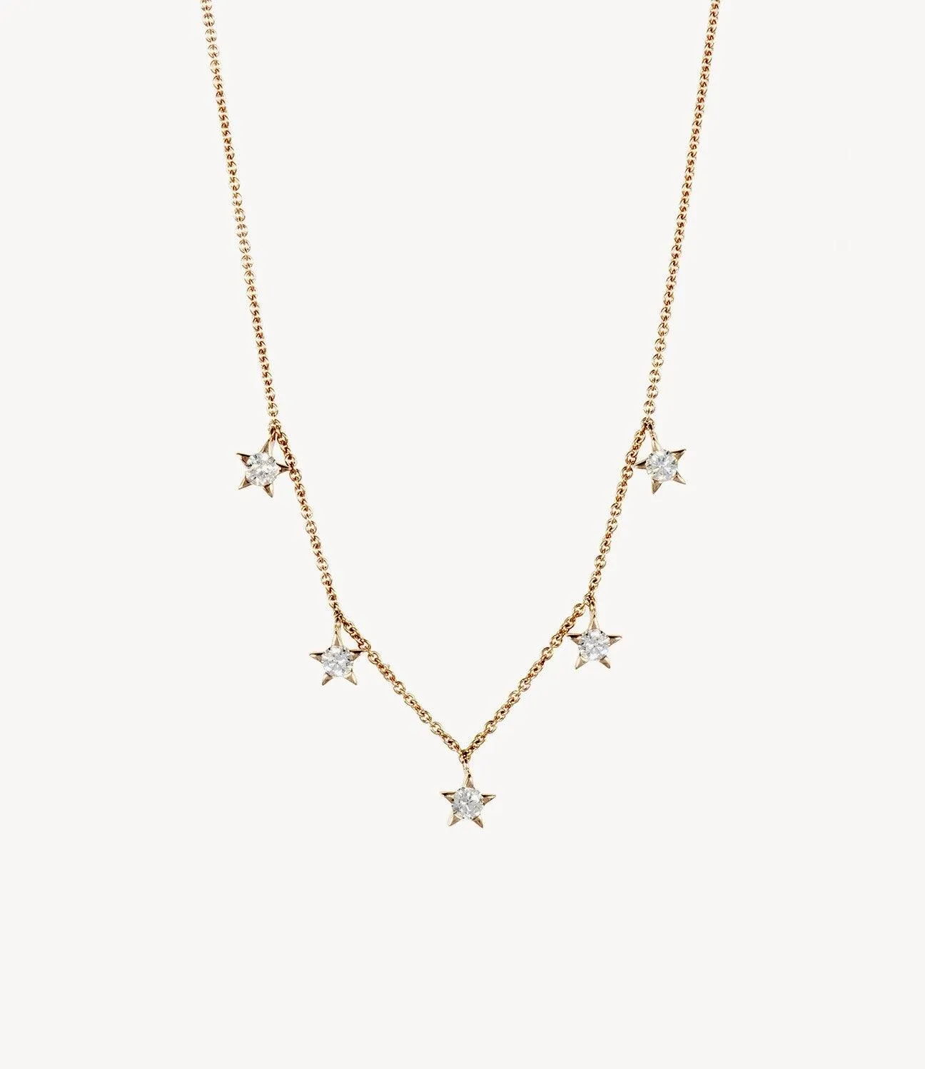 Many Diamond Stars Necklace