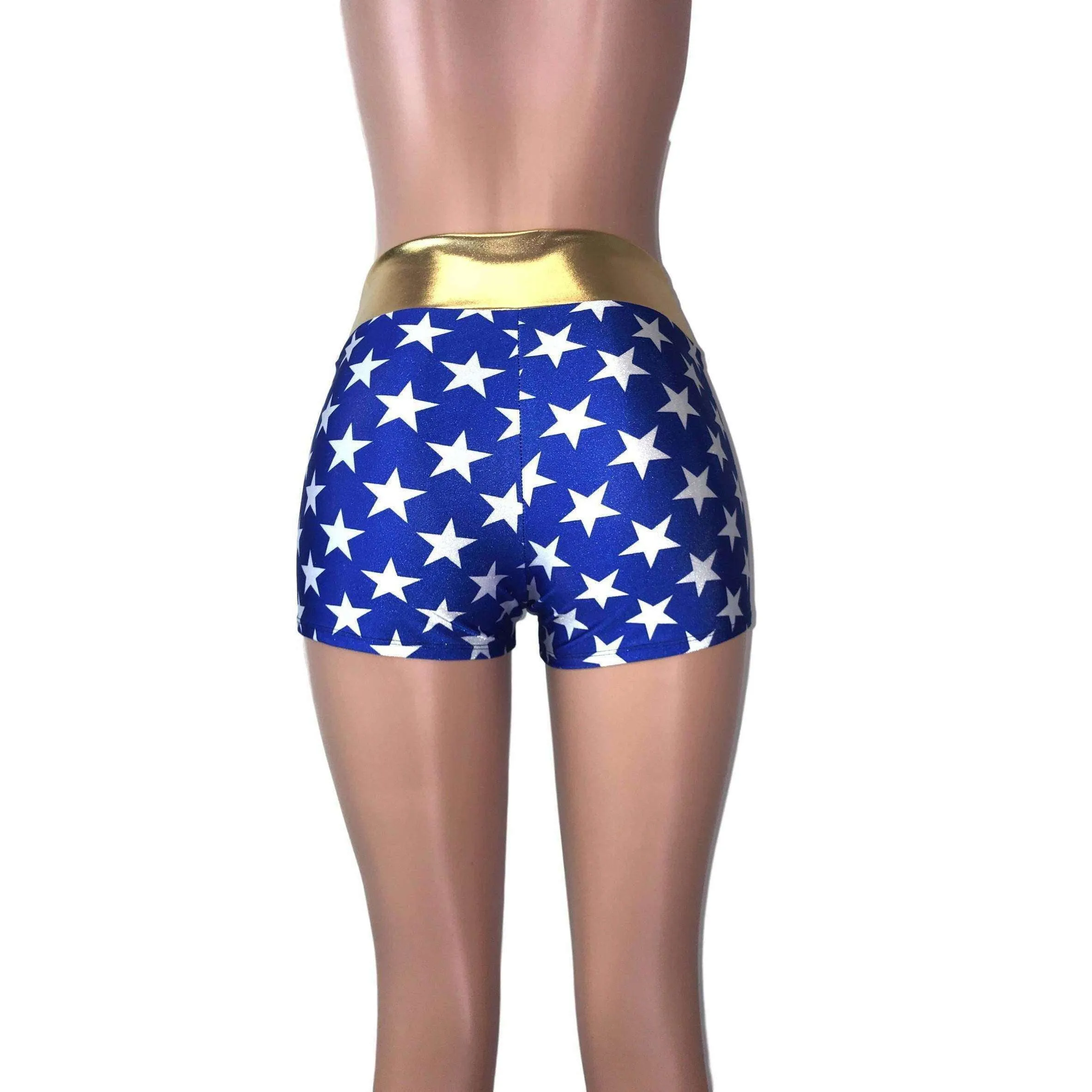 MID Rise Booty Shorts - Wonder Woman Inspired