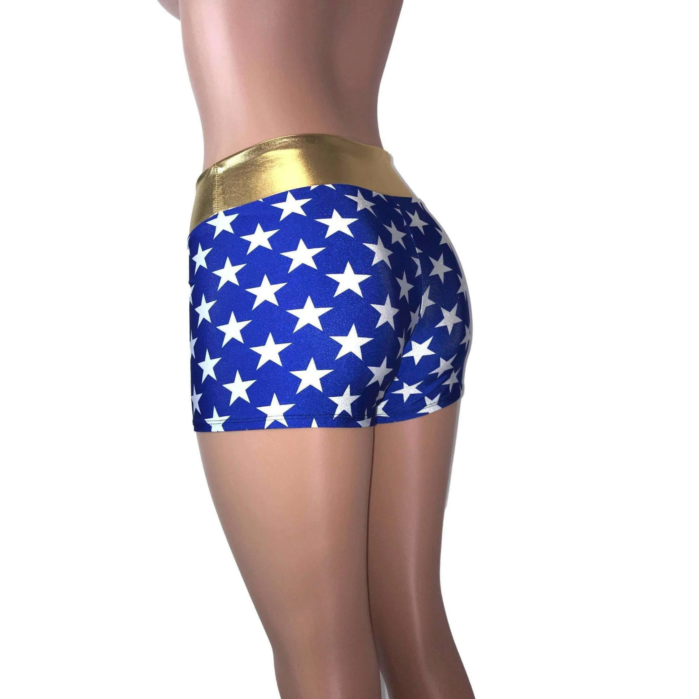 MID Rise Booty Shorts - Wonder Woman Inspired