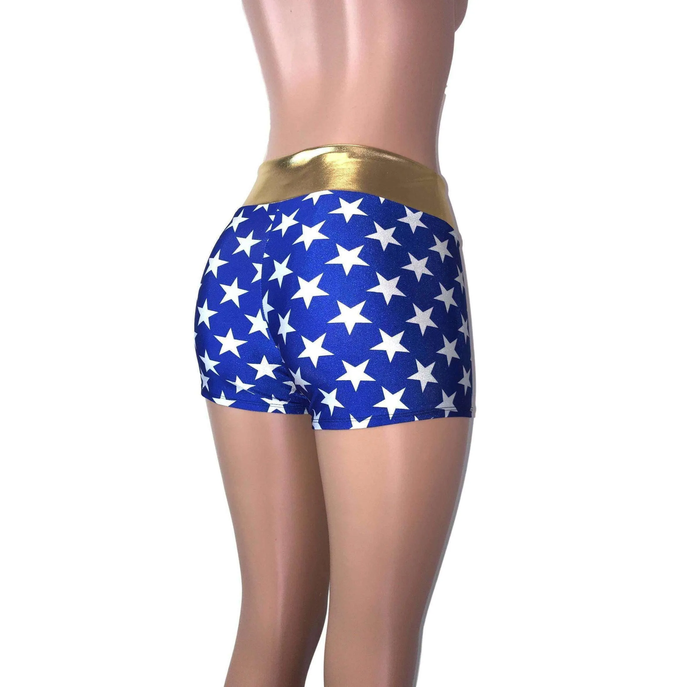 MID Rise Booty Shorts - Wonder Woman Inspired