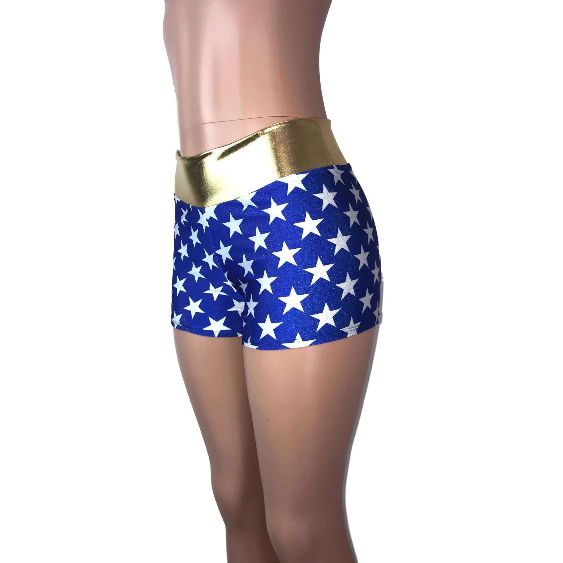 MID Rise Booty Shorts - Wonder Woman Inspired